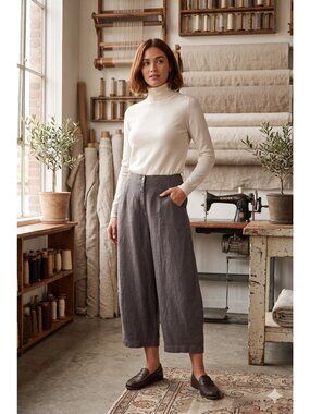 Oska 530 Linen Pants 4 XL Lagenlook Artsy Minimalist Wide Leg Trousers Culottes